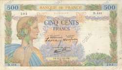 500 Francs LA PAIX FRANCE  1940 F.32.02 TB