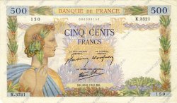 500 Francs LA PAIX FRANCE  1941 F.32.21 TB+
