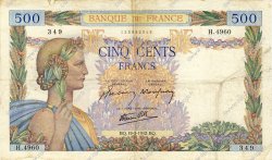 500 Francs LA PAIX FRANCE  1942 F.32.31 TB