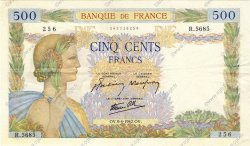 500 Francs LA PAIX FRANCE  1942 F.32.34 TTB