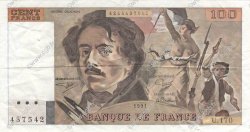 100 Francs DELACROIX imprimé en continu FRANCE  1991 F.69bis.03a1a TTB+