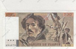 100 Francs DELACROIX imprimé en continu Fauté FRANCE  1991 F.69bis.03b2