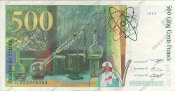 500 Francs PIERRE ET MARIE CURIE Symbole décalé Fauté FRANCE  1994 F.76f1.01 SUP