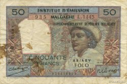 50 Francs - 10 Ariary MADAGASCAR  1961 P.051a TB+