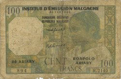 100 Francs - 20 Ariary MADAGASCAR  1961 P.052 B