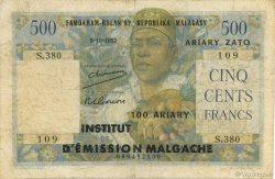 500 Francs - 100 Ariary MADAGASCAR  1961 P.053 B+
