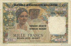 1000 Francs - 500 Ariary MADAGASCAR  1961 P.054 TTB