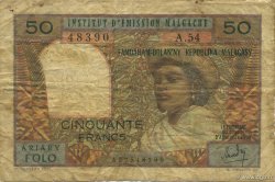 50 Francs - 10 Ariary MADAGASCAR  1962 P.061 B+