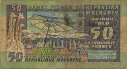 50 Francs - 10 Ariary MADAGASCAR  1974 P.062a TB