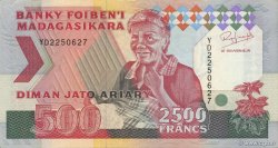 2500 Francs - 500 Ariary MADAGASCAR  1988 P.072Aa pr.NEUF