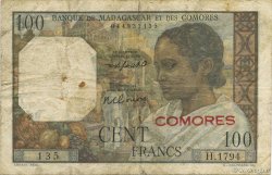 100 Francs COMORES  1960 P.03b1 B+