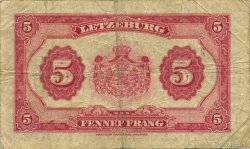 5 Francs LUXEMBOURG  1944 P.43b TB+