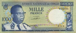 1000 Francs RÉPUBLIQUE DÉMOCRATIQUE DU CONGO  1962 P.008a TTB à SUP