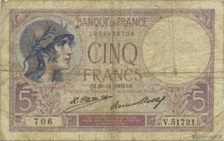 5 Francs FEMME CASQUÉE FRANCE  1932 F.03.16 B