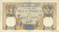 1000 Francs CÉRÈS ET MERCURE type modifié FRANCE  1938 F.38.25 TB+
