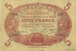 5 Francs Cabasson rouge ÎLE DE LA RÉUNION  1923 P.14 TTB