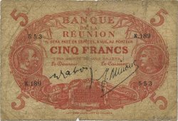 5 Francs Cabasson rouge ÎLE DE LA RÉUNION  1944 P.14 B
