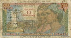 10 NF sur 500 Francs Pointe à Pitre ÎLE DE LA RÉUNION  1971 P.54b B+