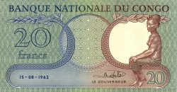 20 Francs RÉPUBLIQUE DÉMOCRATIQUE DU CONGO  1962 P.004a SUP
