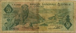 50 Francs RÉPUBLIQUE DÉMOCRATIQUE DU CONGO  1962 P.005a B