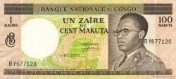 1 Zaïre - 100 Makuta RÉPUBLIQUE DÉMOCRATIQUE DU CONGO  1970 P.012b TTB à SUP