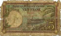 5 Francs CONGO BELGE  1924 P.08c AB