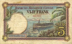 5 Francs CONGO BELGE  1924 P.08c TB+