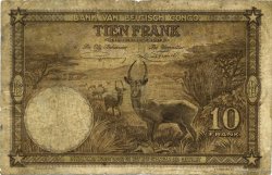 10 Francs CONGO BELGE  1937 P.09 B+