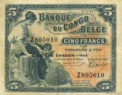 5 Francs CONGO BELGE  1944 P.13Ac TTB+