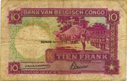 10 Francs CONGO BELGE  1943 P.14C pr.TB