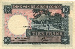 10 Francs CONGO BELGE  1944 P.14D TTB