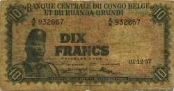 10 Francs CONGO BELGE  1957 P.30b B