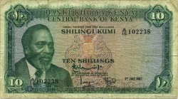 10 Shillings KENYA  1967 P.02b B+