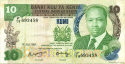 10 Shillings KENYA  1987 P.20f TTB+
