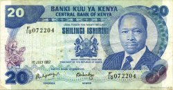 20 Shillings KENYA  1987 P.21f TTB