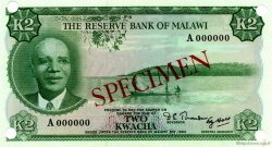 2 Kwacha Spécimen MALAWI  1971 P.07s NEUF