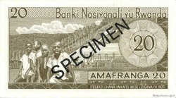 20 Francs Spécimen RWANDA  1971 P.06s3 pr.NEUF