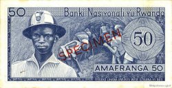 50 Francs Spécimen RWANDA  1964 P.07s1 SUP