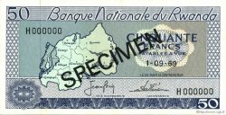 50 Francs Spécimen RWANDA  1969 P.07s1 pr.NEUF