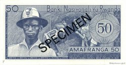 50 Francs Spécimen RWANDA  1969 P.07s2 NEUF