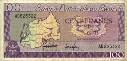 100 Francs RWANDA  1971 P.08c TTB