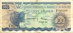 100 Francs RWANDA BURUNDI  1960 P.05 TTB+