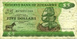 5 Dollars ZIMBABWE  1983 P.02c TB