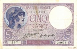5 Francs FEMME CASQUÉE FRANCE  1922 F.03.06 TTB