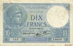 10 Francs MINERVE modifié FRANCE  1940 F.07.21 TTB