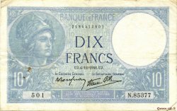 10 Francs MINERVE modifié FRANCE  1941 F.07.30 TB+