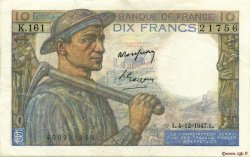 10 Francs MINEUR FRANCIA  1947 F.08.19 SPL a AU