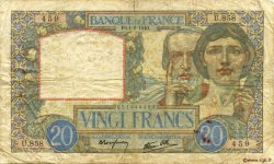 20 Francs TRAVAIL ET SCIENCE FRANCE  1940 F.12.05 pr.TB