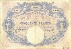 50 Francs BLEU ET ROSE FRANCE  1923 F.14.36 B+