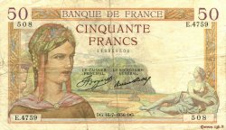 50 Francs CÉRÈS FRANKREICH  1936 F.17.28